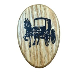 Vintage Amish Oak Towel Holder Horse and Buggy NEW